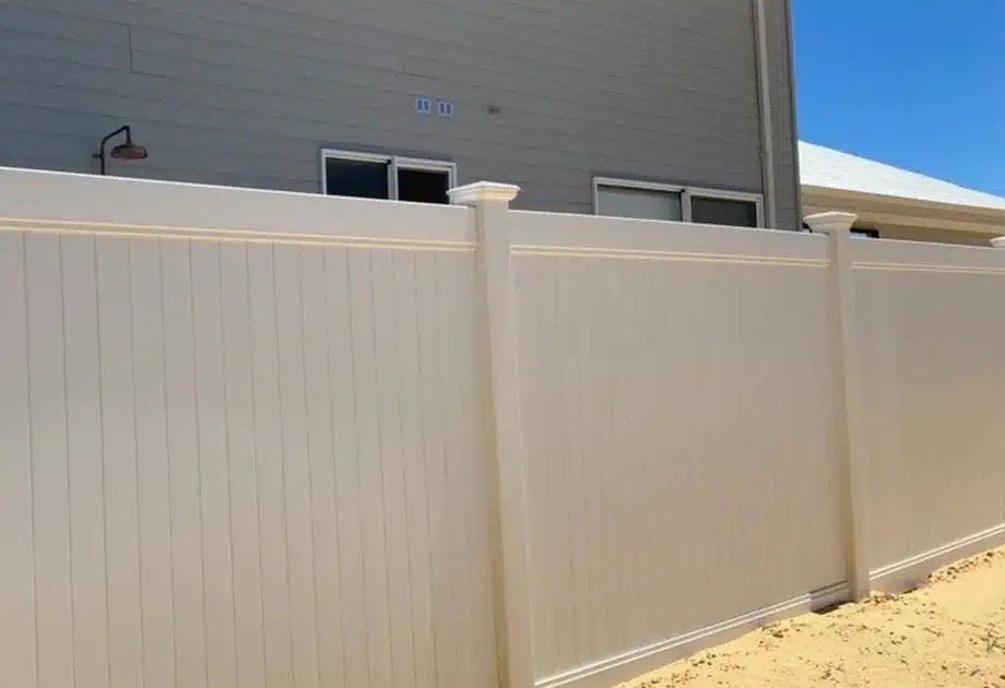 White full privacy PVC fence beside a Perth home